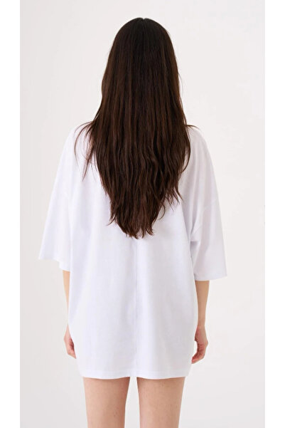 Machinist Γυναικείο Basic Cotton Single Jersey Oversize Λευκό T-Shirt