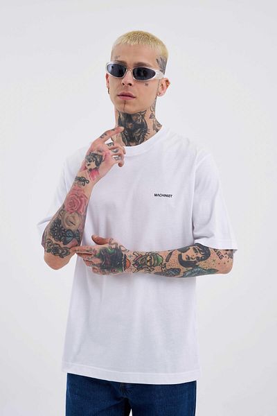 Machinist Tricou alb pentru bărbați - Bumbac de bază, relaxat, subțire
