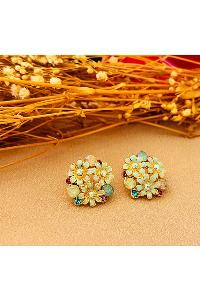 Markiz Takı Green Flower Earrings 2.5 cm