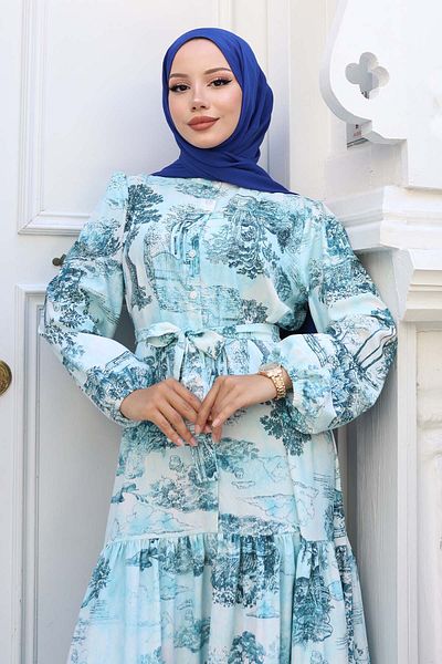 benguen Rochie hijab cu model Turcoaz 505