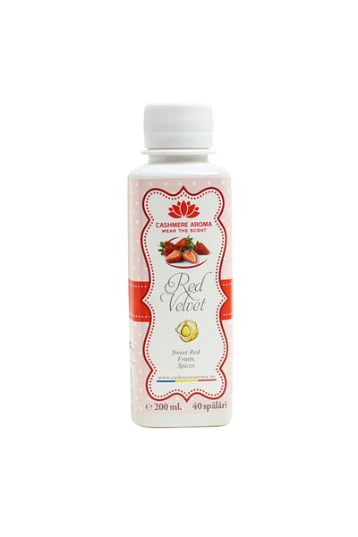Cashmere Parfum de rufe Red Velvet cu arome de banană, căpșuni, fructe roșii, iasomie, pară, piersică 200 ml
