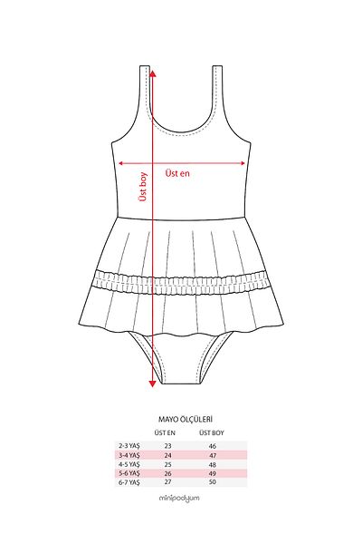 Minipodyum Girl's Tie Dye Patterned Skirted Swimsuit