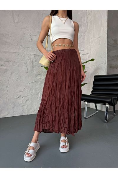 Elif Özbey Butik Μακριά φούστα Perry Κρασί Σκούρο Κάφε Κρυωμένος