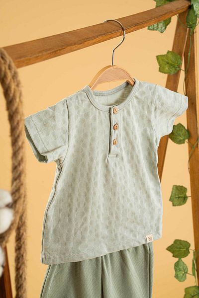 bombe Baby Kids Blue-Green Cotton 2-Piece Set First Ben Trend Fashion Bottom Top Set