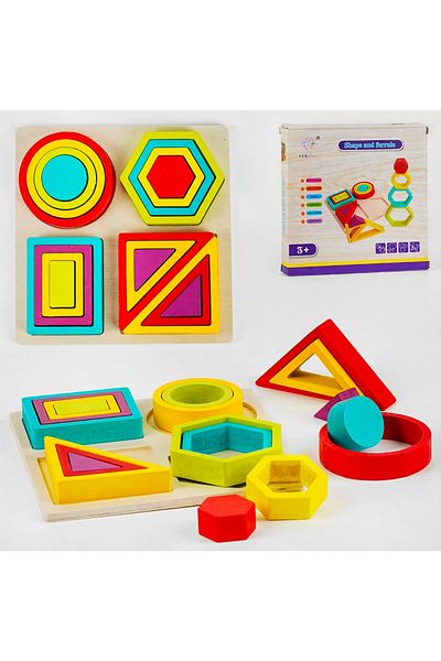 OEM Logic game Match the geometric shapes, Montessori game made of natural wood