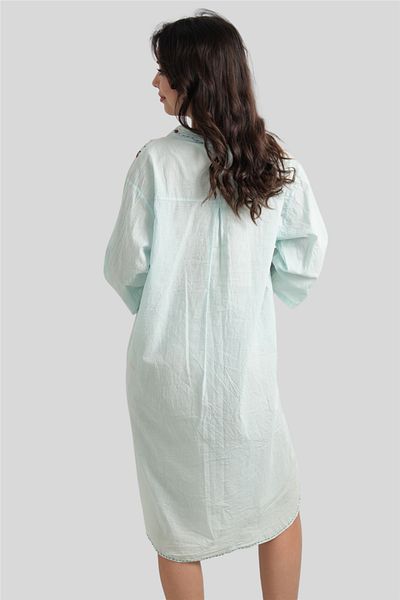 Miss Boheme Turquoise Embroidered Short Button Detailed Tunic Dress
