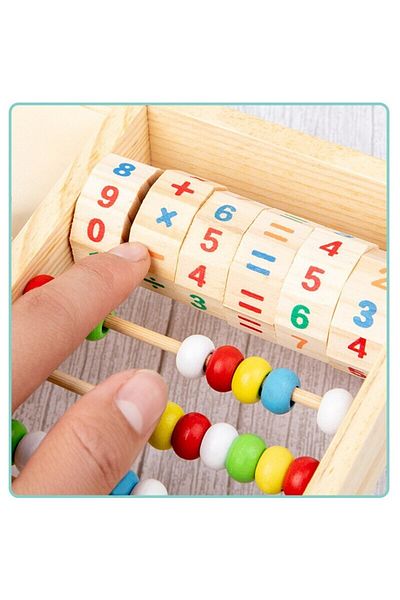 OEM Telefon de jucarie din lemn, Montessori, multifunctional cu abac si operatii matematice