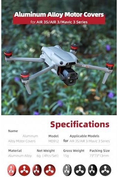 Cesiro CERFFOOL Motor Cover for DJI AIR 3S/3/3 PRO/3 CLASSIC/3 MAVIC Aluminum Protective Case C