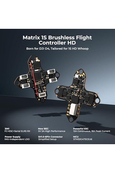 Cesiro BETAFPV Matrix 1S ​​G4 3-in-1 HD Brushless Flight Controller, Built-in ELRS Serial RX with 5V 3A B