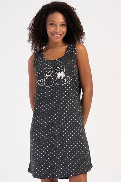 VİENETTA Women's Wide Strap Anthracite Nightgown C4T0N0O804