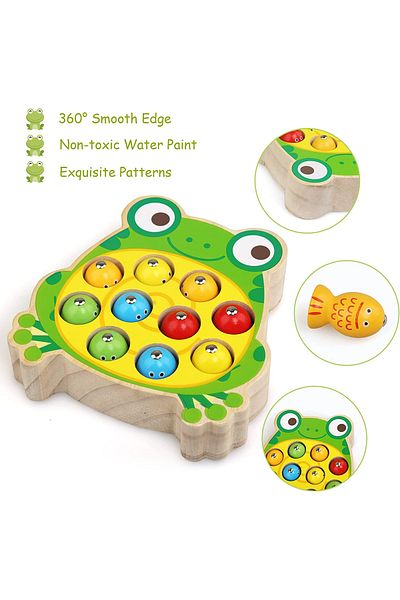 OEM Wooden fishing game, Montessori, Happy Frog