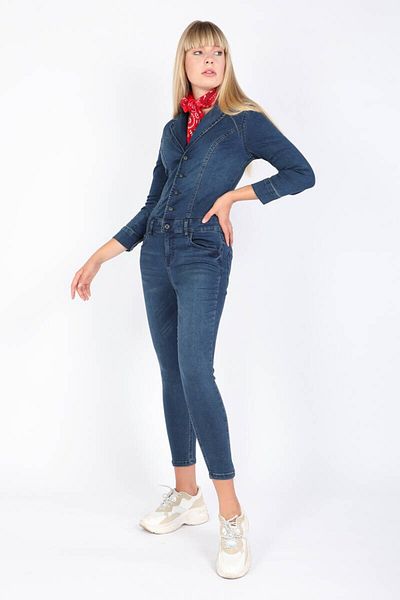 BANNY JEANS Women's Dark Navy Jeans Overalls Trousers