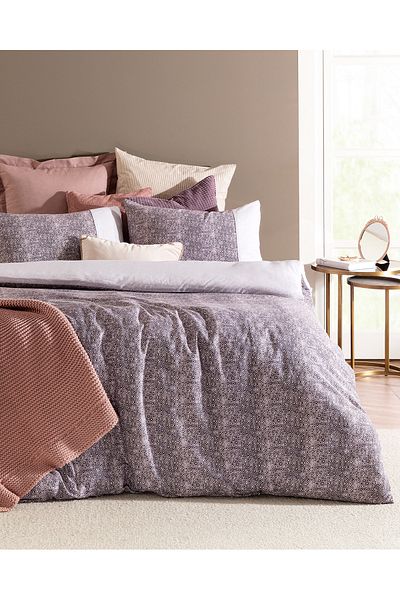 Madame Coco Diane Bettwäsche-Set, Doppelbett, 100 % Krepp-Baumwolle, bedruckt, Violett