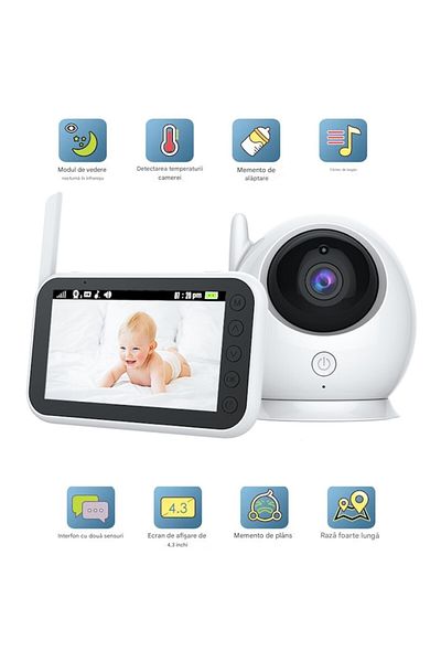 ideal STORE BabyKonect Baby Monitor idealSTORE, Coverage 260m, Night Vision, Cry Detection, 360° Rotation, Room