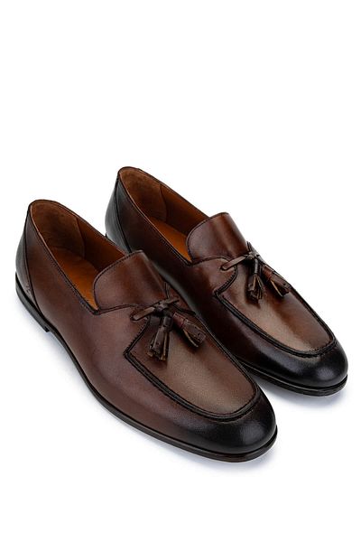 Tamer Tanca Men's Genuine Leather Tan Loafer Shoes