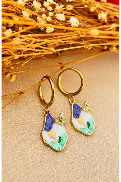 Markiz Takı Steel Color Design Earring Models 2 cm (Figure)