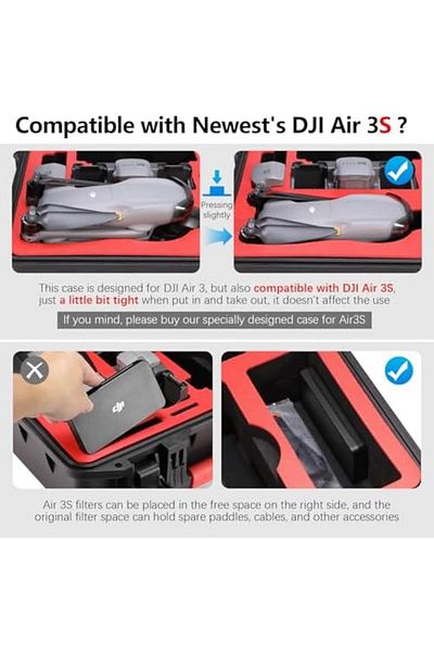 Cesiro FPVtosky Dual Layer Hard Case for DJI Air 3 Drone/Fly More Combo, Large Waterproof Case