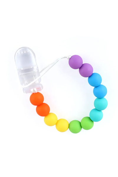 OEM Lant pentru suzeta sau jucarie, din silicon, cu clips, curcubeu