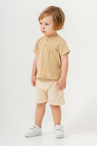 bombe Baby Kids Khaki-Cream Cotton 2 Piece Set First Ben Trend Fashion Bottom Top Set