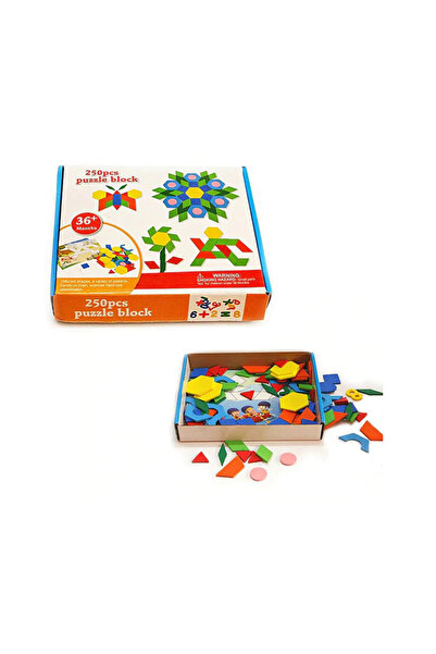 sallma Wooden Tangram Puzzle Game with 250 Multicolored Geometric Pieces and Numbers