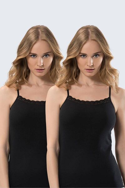 TÜREN Türen Women's Lace Rope Strap Camisole 2-Piece Cotton Tank Top