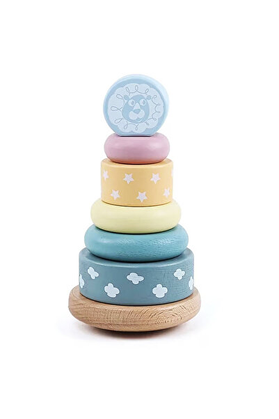 OEM Turn de stivuire din lemn, Montessori, culori pastelate