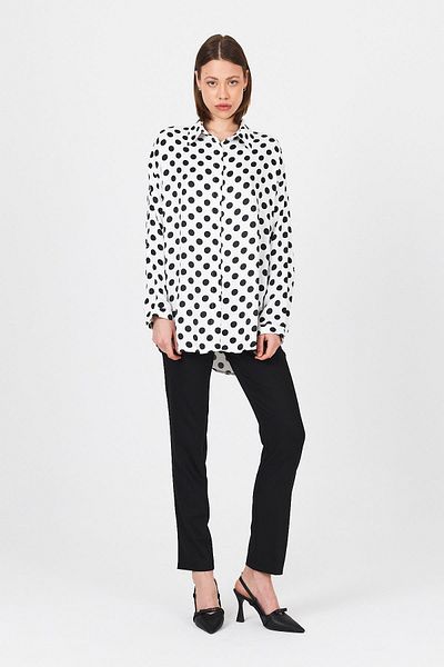 Rays White Polka Dot Pattern Oversize Satin Shirt 9411