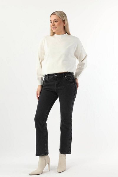 Bluewhite Γυναικείο Slim Flare Jean Παντελόνι Σκούρο Ανθρακί
