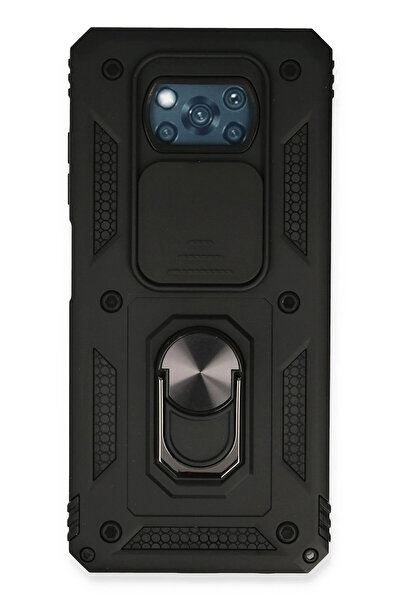 NewFace حافظة هاتف Xiaomi Pocophone X3 من السيليكون مع حلقة عدسة Pars - أسود 1492215709