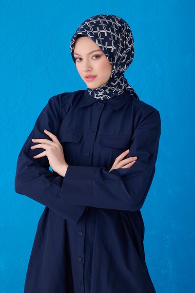 Belli Κασκόλ Pure Silk 4102D (Twill Silk) 90 x 90 Σκούρο Μπλε