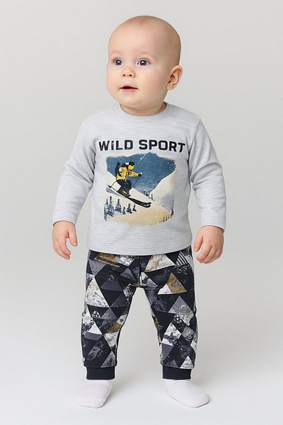 Jaju Baby Boy's Gray Colored Wild Sport Pajama Set