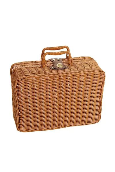 Choice Brown Rattan-like Finishing Box Woven Rattan Basket Retro Storage Box Decorative Props Suitcase with