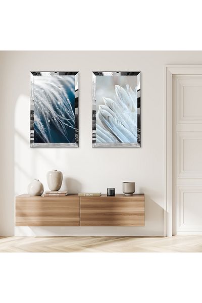 Zevahir Mobilya Dekorasyon FLORI ALBE MODERNE CU CADRU DE PLEXY CU Oglinda SILVER SET DE MASA MDF DUBLA