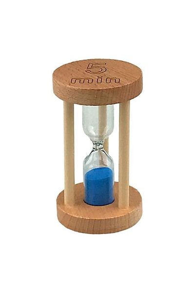 OEM Clepsidră din lemn cu text 5 minute, 5x9 cm, maro-albastru