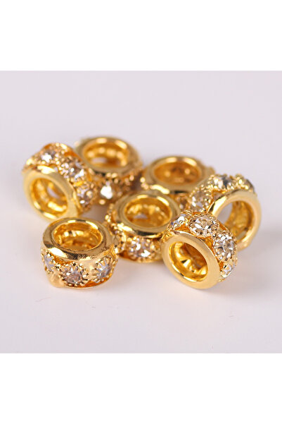 Choice1 10 قطع 10 مم أصفر 10 مم 12 مم خرز معدني كبير الفتحة خرز دائري كبير ال...