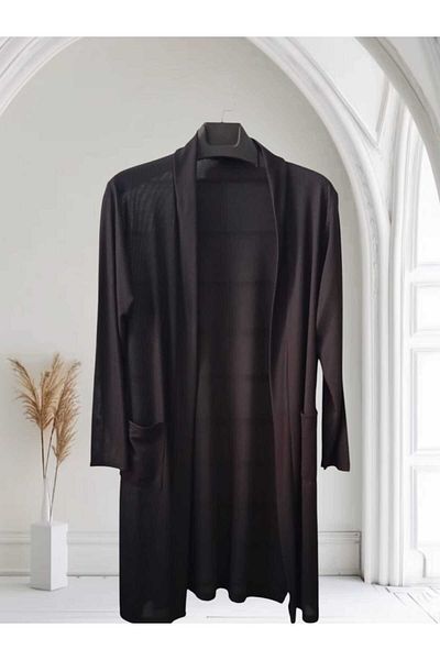 birsen içgiyim Long Thin Honeycomb Fabric Cardigan