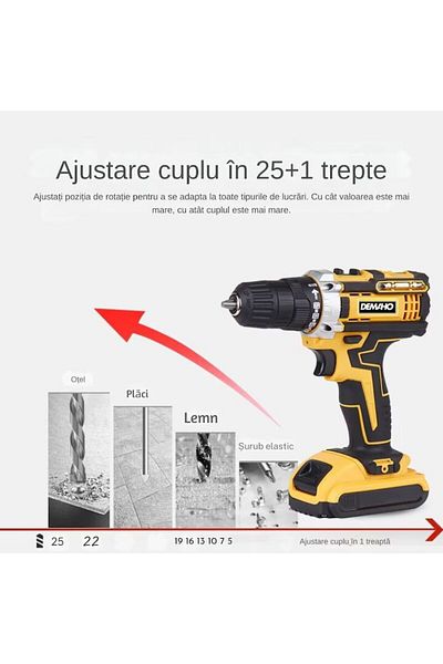 MACVI Trusă Bormașină pentru Bricolaj, 2 acumulatori de 48V si 30 accesorii