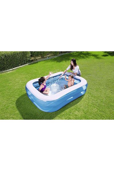 OEM IDL Little Family Fun Inflatable Pool, 506 l, 201 x 150 x 51 cm, Rectangular, Blue-White, Vinyl