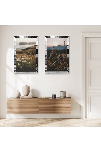 Zevahir Mobilya Dekorasyon SET DE MASA MDF DUBLA MARCAS MARITAM INTRE FLORI CU CADRU DE PLEXY CU OGLINDA DE ARGINT