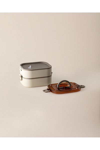 Madame Coco Rily 2 Tier Steel Storage Container - Beige