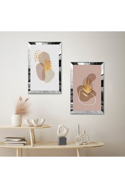 Zevahir Mobilya Dekorasyon FLORI ABSTRACTE MODERNE CU CADRU DE PLEXY CU Oglindă SET DE TABLĂ MDF DUAL