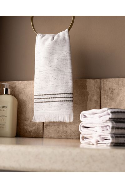Madame Coco Opherna 4-Pack Cotton Hand Towels - White/Grey