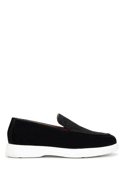 Tamer Tanca Men's Genuine Leather Black Nubuck Loafers