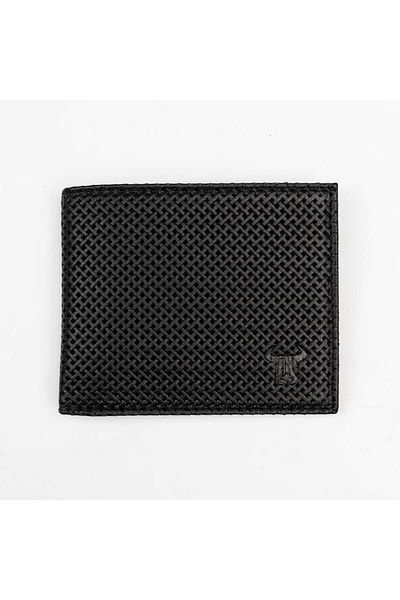 Toro Nero Men's wallet made of genuine black leather - printed Plain Wallet