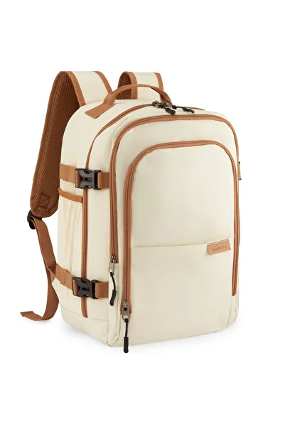 zagatto Travel Backpack, Zagatto®, Beige/Brown, 20L, Waterproof, 90° Opening, Trolley Strap, ZG932