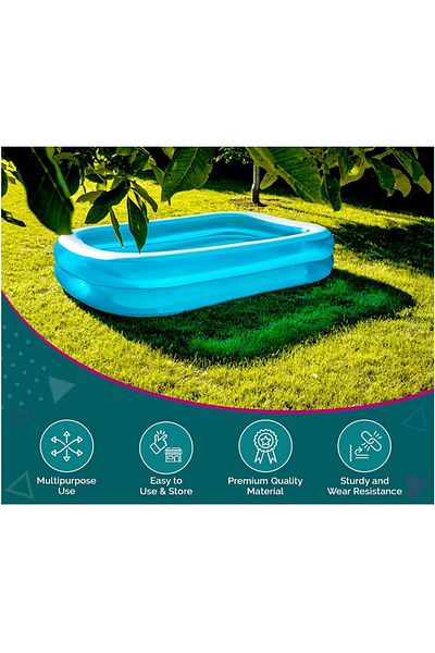 OEM Rectangular Inflatable Pool, For Outdoor Use, 200 x 150 x 50 Cm, Blue/White