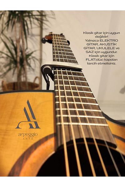 arpeggio ARTE Guitar Capo, Guitar Capo, Acoustic Guitar, Electric Guitar, Ukulele Capo, Saz(Binding) Capo, Grey Capo