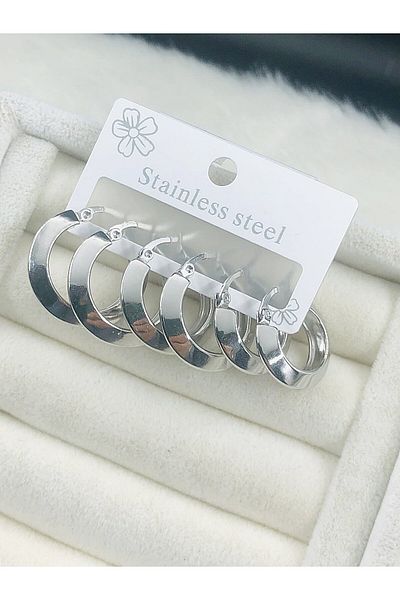 DS DİAMONDSHOP Six Steel Earrings Three Boy Halka Model New Season Byçkp-20256181