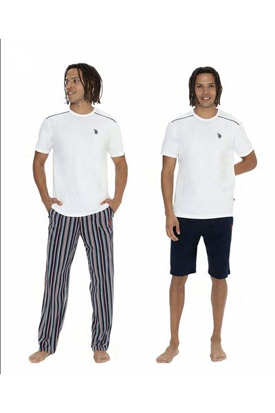 U.S. Polo Assn. U.S. Polo Assn. Men's 100% Cotton 3-Piece Striped Pajama Set