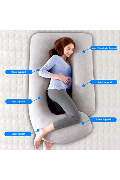 Lumely Pregnancy Pillows,Removable Cover,Relieve Fibromyalgia,Gift For Pregnant Mom,80x155cm,Light Gray